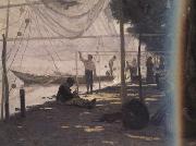 Francois Bocion Fishermen Mending Their Fishing Nets (nn02) Sweden oil painting reproduction